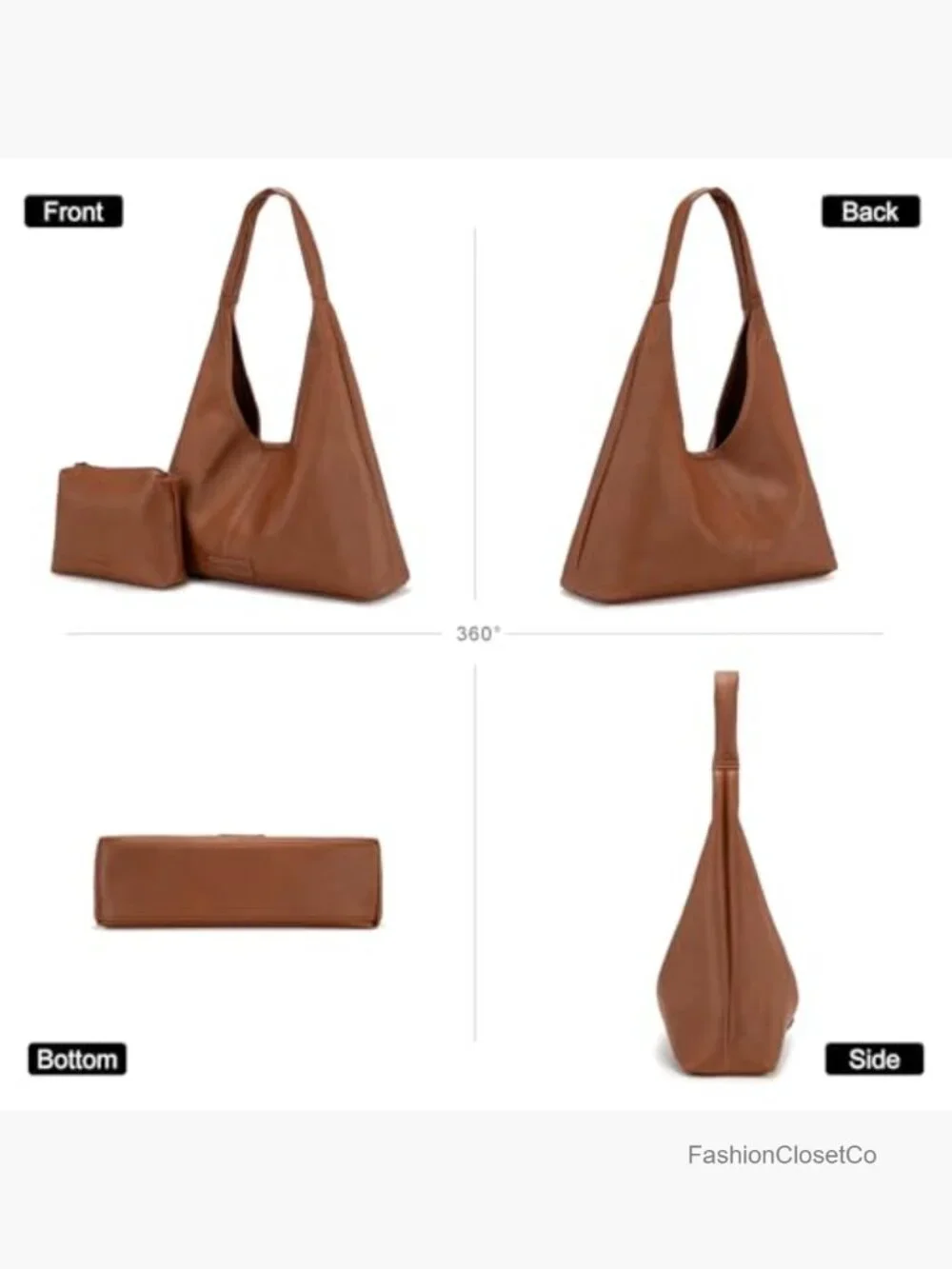 Slouchy Soft Hobo Shoulder Bag with Pouch Magnetic Closure